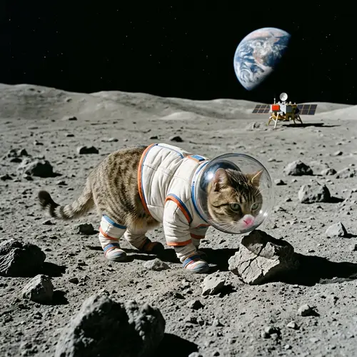 Chinese Li Hua Cat exploring the lunar surface