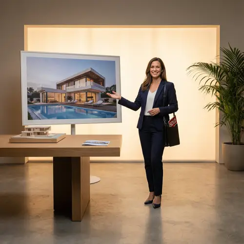Charming Real Estate Agent Showcasing Luxurious Property