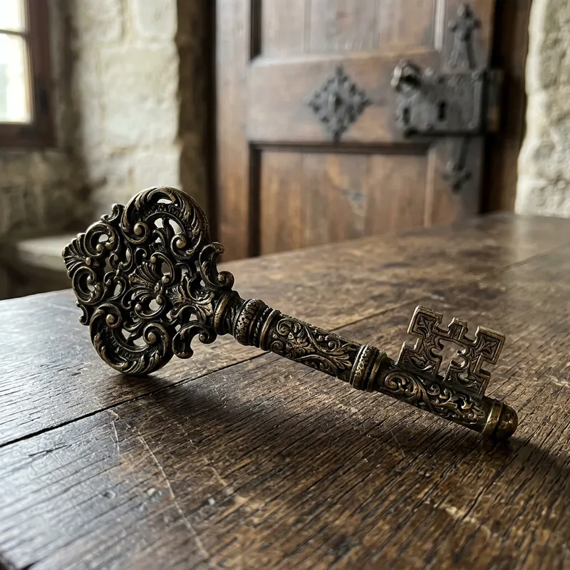 Intricately Carved Ornate Door Key