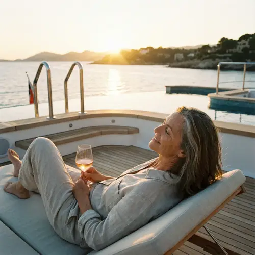 Relaxing Luxury Yacht Portrait at Sunset