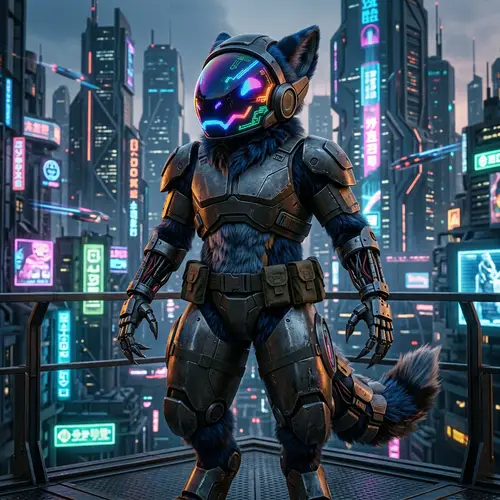 Futuristic Protogen Robot - Blend of Organic and Mechanical Parts