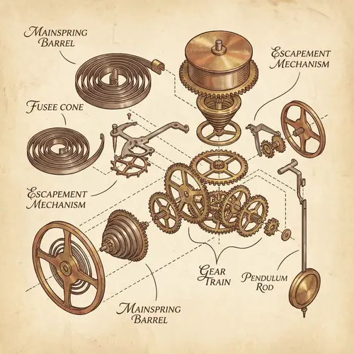 Antique Clockwork Mechanism Study | Intricate Gears & Springs