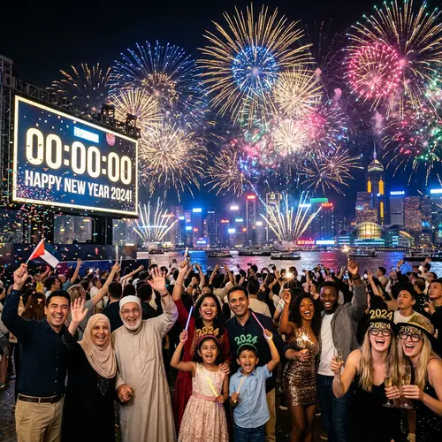 New Year 2024 Celebration: Dazzling Fireworks & Global Unity