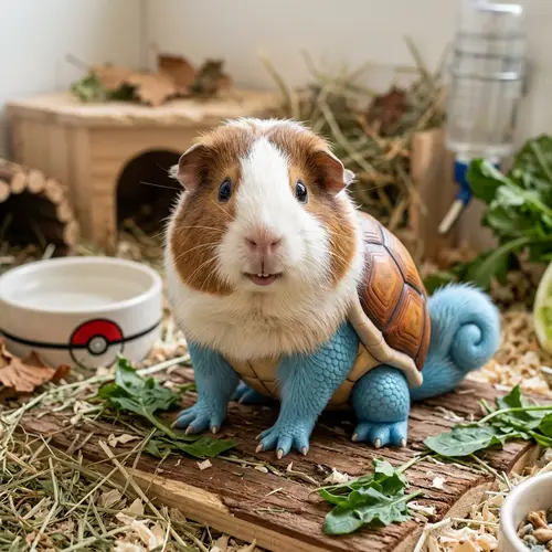 Guinea Pig Transformed into Squirtle - Cute Pet Art