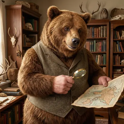 Charming Anthropomorphic Brown Bear Character