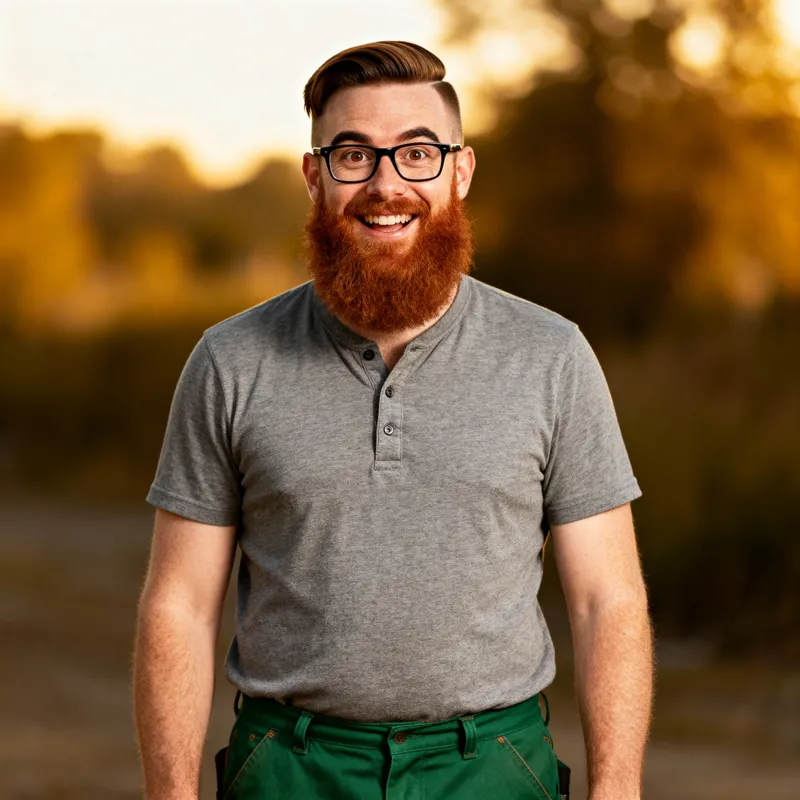 Enthusiastic Caucasian Man with Glasses and Beard