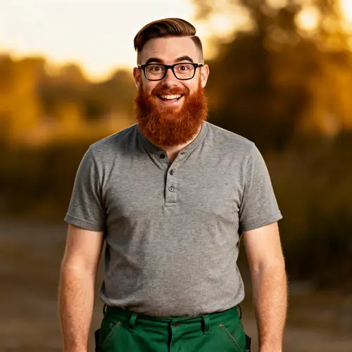 Enthusiastic Caucasian Man with Glasses and Beard