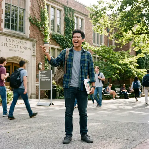 Enthusiastic Southeast Asian Individual in Academic Environment