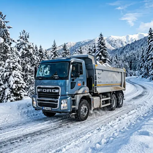 Ford Trucks 4442D Model Truck on Snowy Road