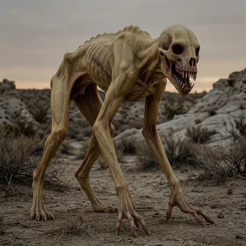 Eerie Quadruped Creature with Gaunt Features