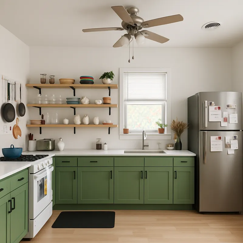 Smart Kitchen Design: Bottom Cabinets & Unique Shelving