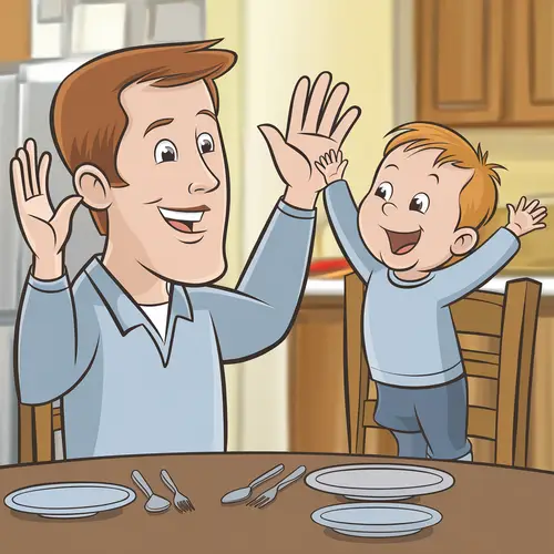 Father and Son Dining Room Cartoon