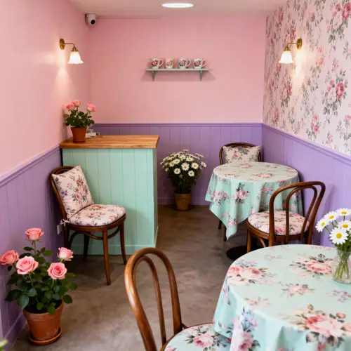 Charming Floral-Themed Cafe in 350 Sq Ft Space