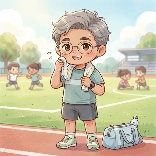 Cute Chibi-Style South Asian Man Sports Training Illustration