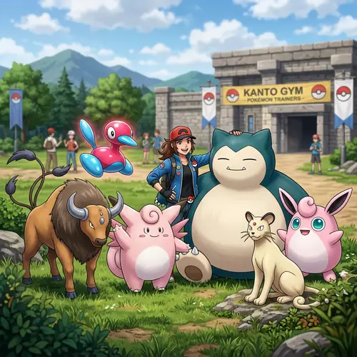 Pokemon Trainer with Team of Unique Pokemon