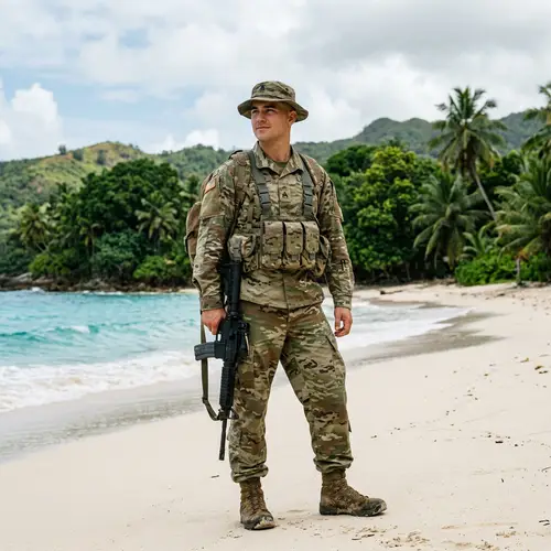 Army Dress Photo with Island Background
