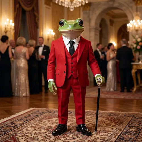 Charming Frog in Elegant Red Suit