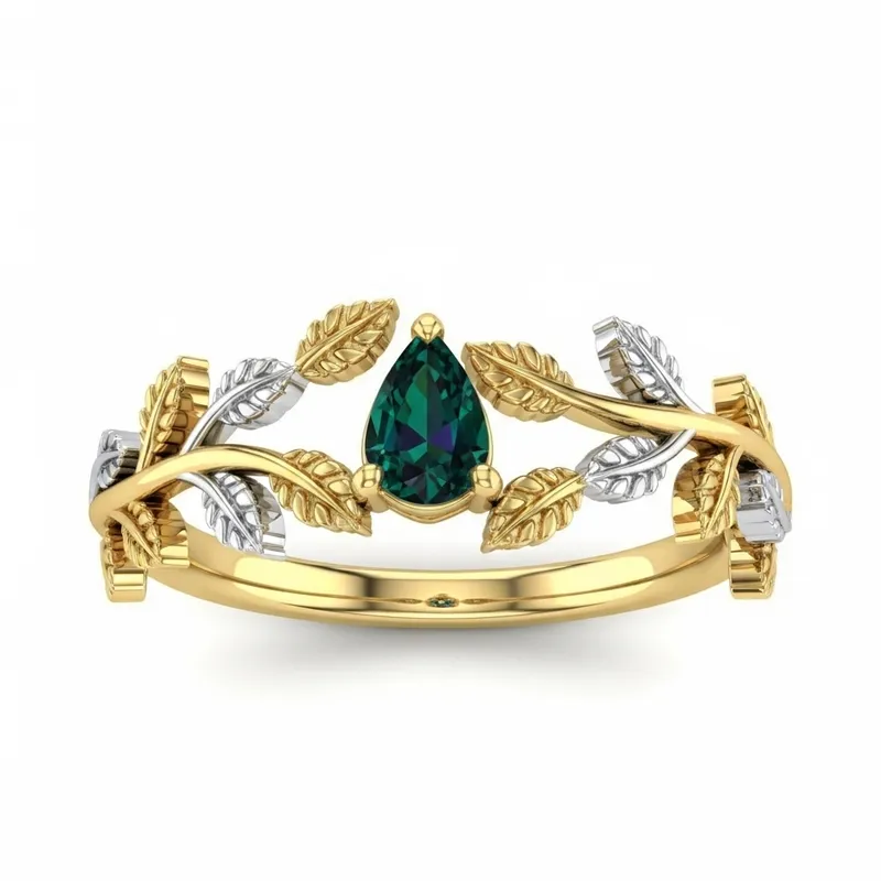 Unique Yellow & White Gold Engagement Ring with Alexandrite Unique Yellow & White Gold Engagement Ring with Alexandrite