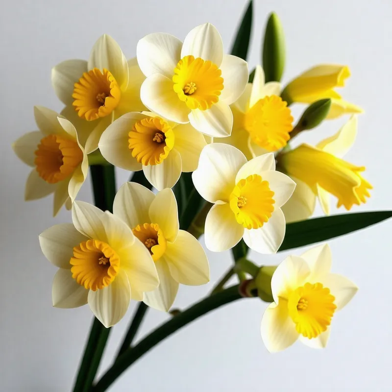 Watercolor Narcissus Flowers: Intricate Yellow & White Watercolor Narcissus Flowers: Intricate Yellow & White