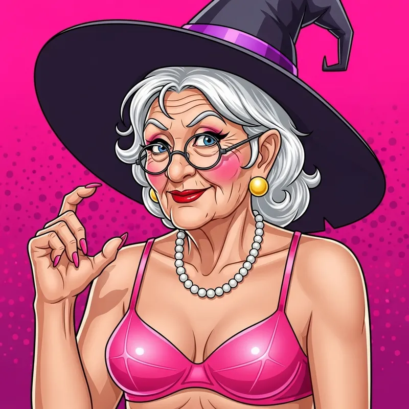 Witch Granny Poster with Fun Expressions