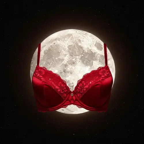 Moon Wearing a Red Bra - Unique Art Piece