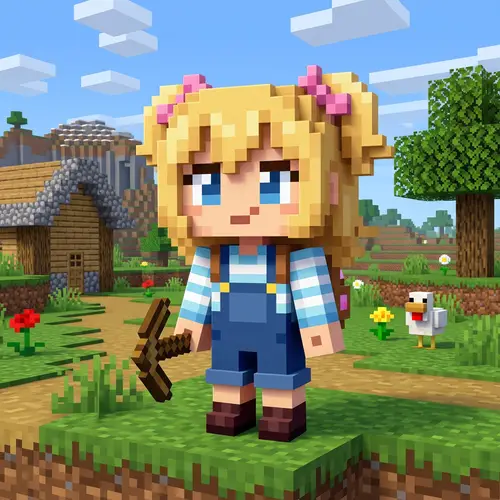Minecraft Style Avatar: Blonde Pixelated Girl