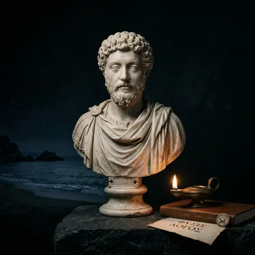 Los Estoicos HD - Illuminated Black Background Image