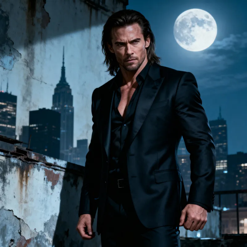 Mysterious Action Hero in a Black Suit