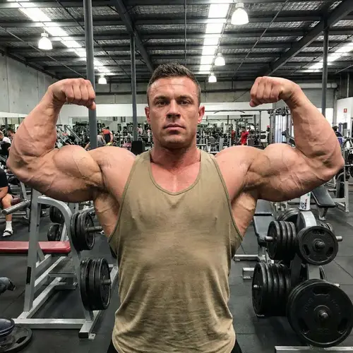 Powerful Bodybuilder with Massive Biceps