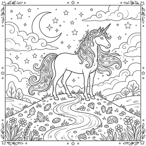 Whimsical Unicorn Coloring Page for Imagination