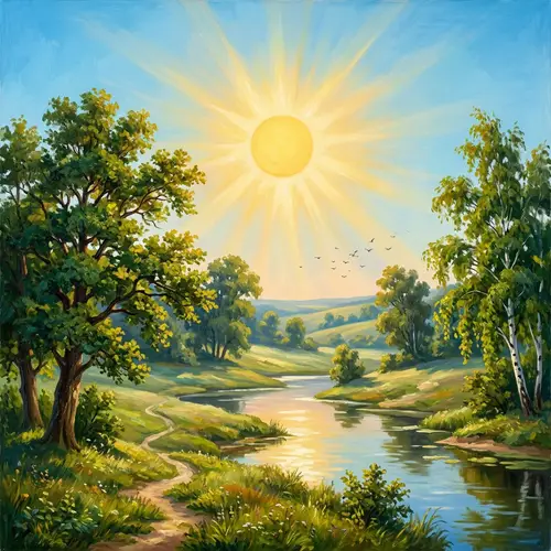 Golden Sun in Azure Sky | Nature's Serene Moment