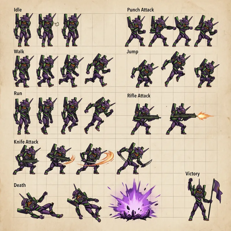 Evangelion Unit 01 Sprite for Platform Games