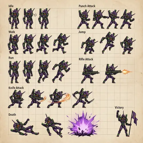 Evangelion Unit 01 Sprite for Platform Games