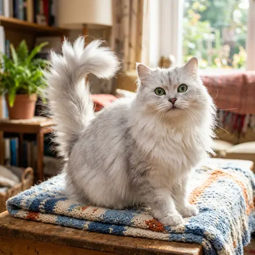 Cheerful and Delightful Cat with Shimmering Coat and Joyful Eyes