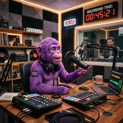 Animated Purple Monkey Podcasting Sensation | Studio Scene
