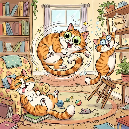 Playful Cat Cartoon | Humorous Feline Artwork