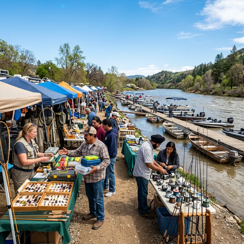 Bustling Riverside: Diverse Vendors and Boat Sales