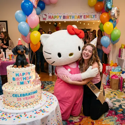 Realistic Hello Kitty Birthday Celebration Art