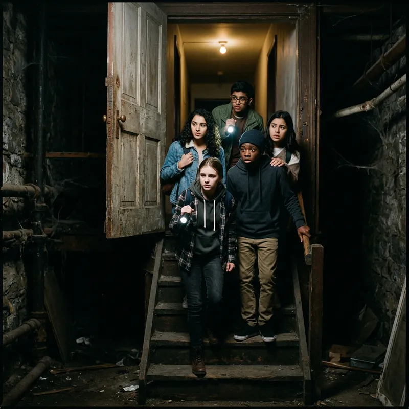 5 Teens Brave the Creepy Dark Basement Adventure