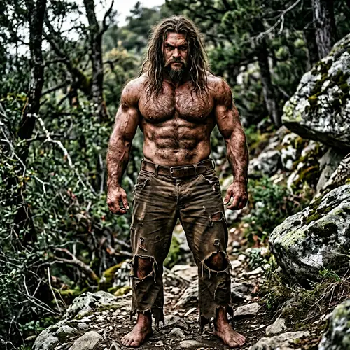 Massive and Muscular Character with Raw Strength and Confident Expression