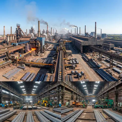 Bustling Steel Industry Expanse | Factories, Machinery & Furnaces