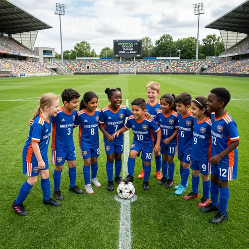 Diverse Children's Soccer Team Ready for Exciting Match
