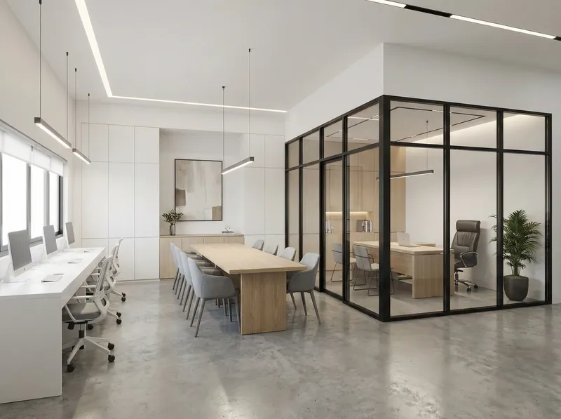 Minimalist Office Design with Conference Space