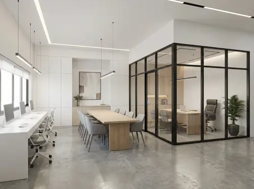 Minimalist Office Design with Conference Space
