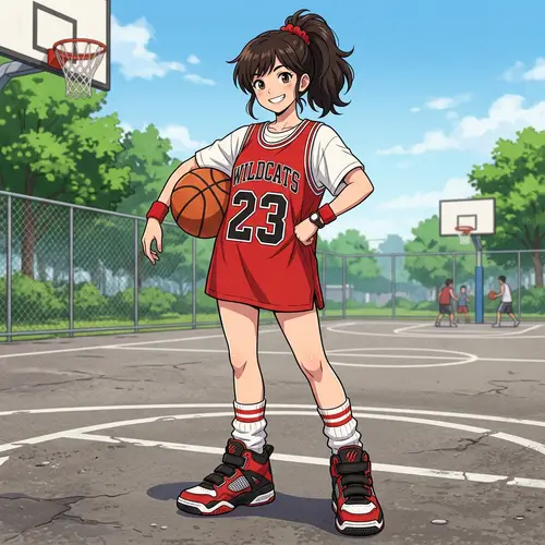 Anime Girl in Stylish Footwear & Jersey 23