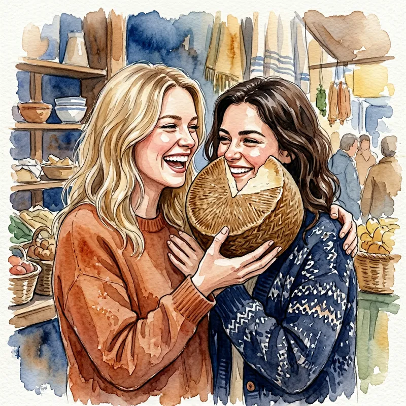 Blonde and Brunette Share Laughter over Manchego Cheese