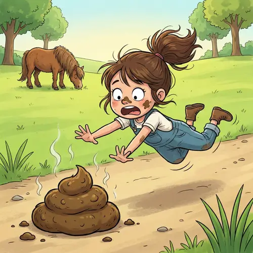 Girl Falls into Horse Dung - Shocking Moment Captured