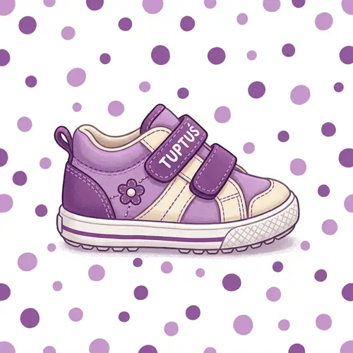 TUPTUŚ Child's Shoe Graphic Design with Purple Spots