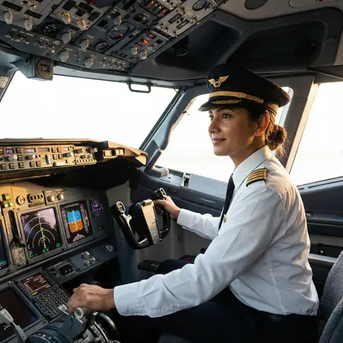 South Asian Female Professional Pilot in Cockpit | Aviation Expert