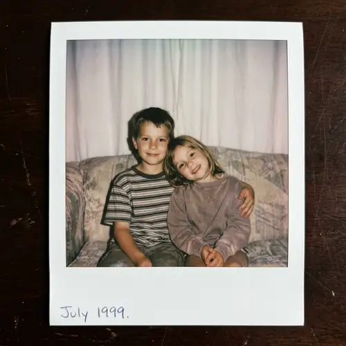 Charming Polaroid-Style Photo of a Boy and Girl